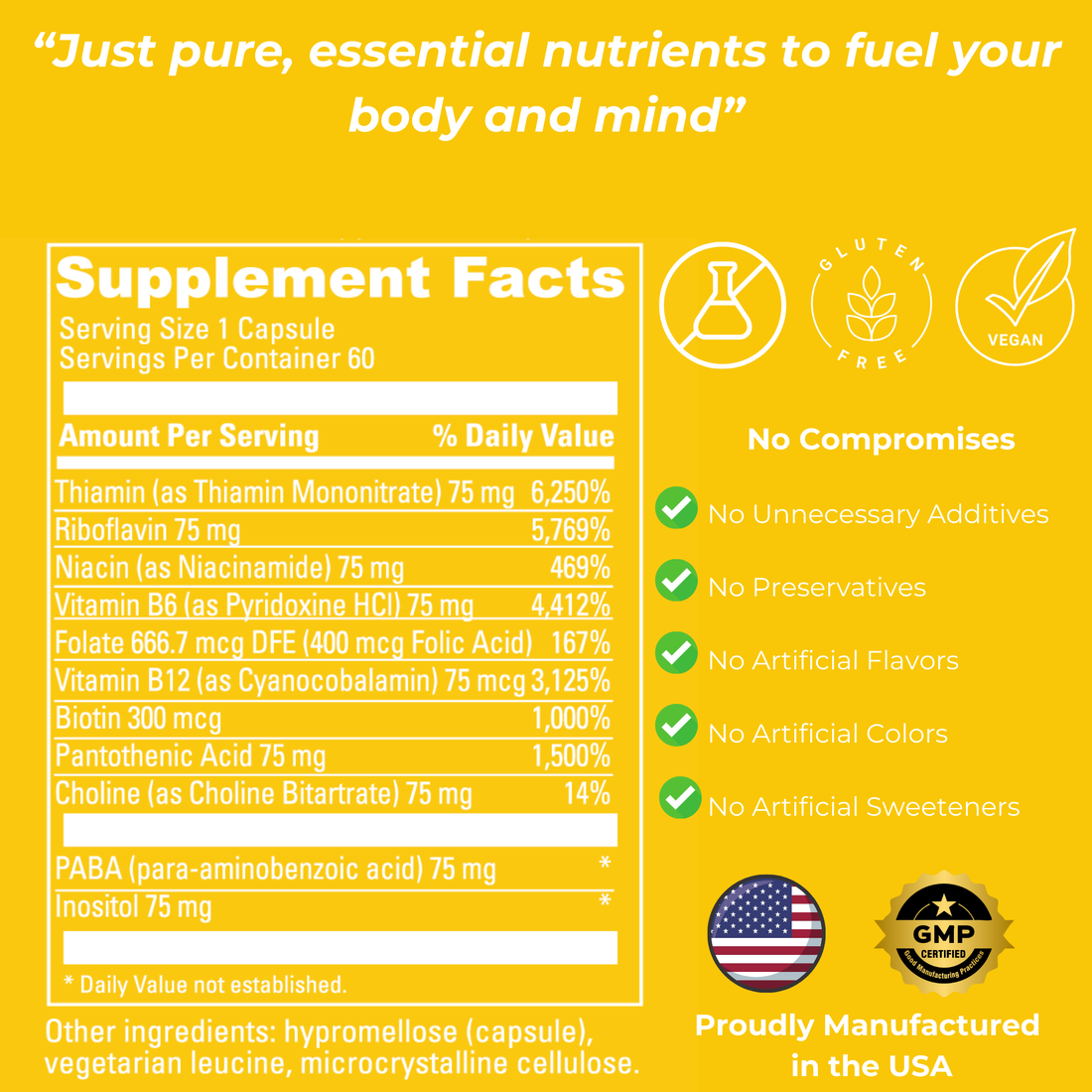SAINBOOST B-COMPLEX Complete B Vitamin Formula for Energy, Focus & Metabolic Health – 60 Vegetarian Capsules