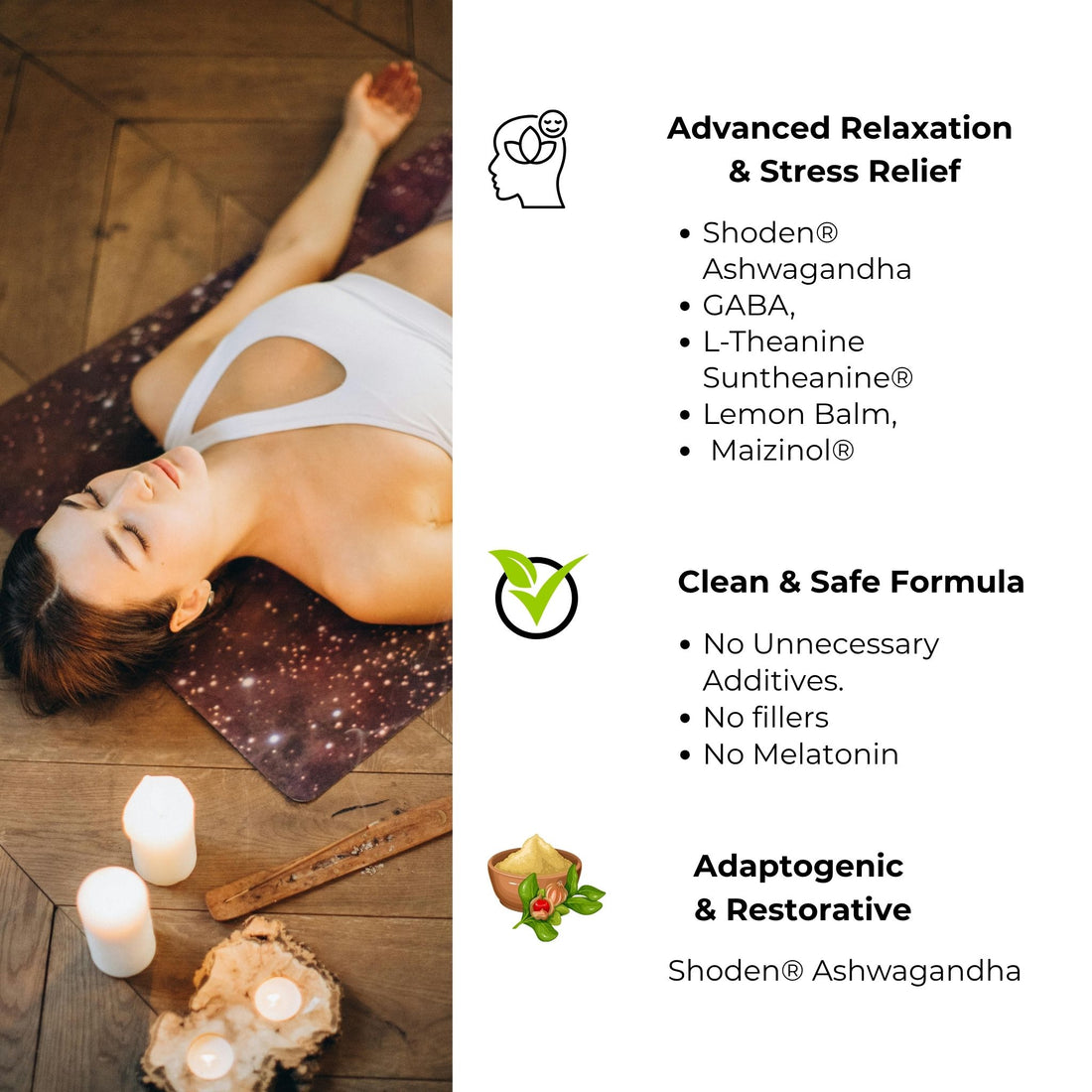 SAIN-REJUVENATE Melatonin-Free Sleep & Stress Support – 60 Vegetarian Capsules