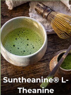 A naturally occurring amino acid in tea leaves that enhances relaxation, improves sleep quality, and calms the mind without causing drowsiness.