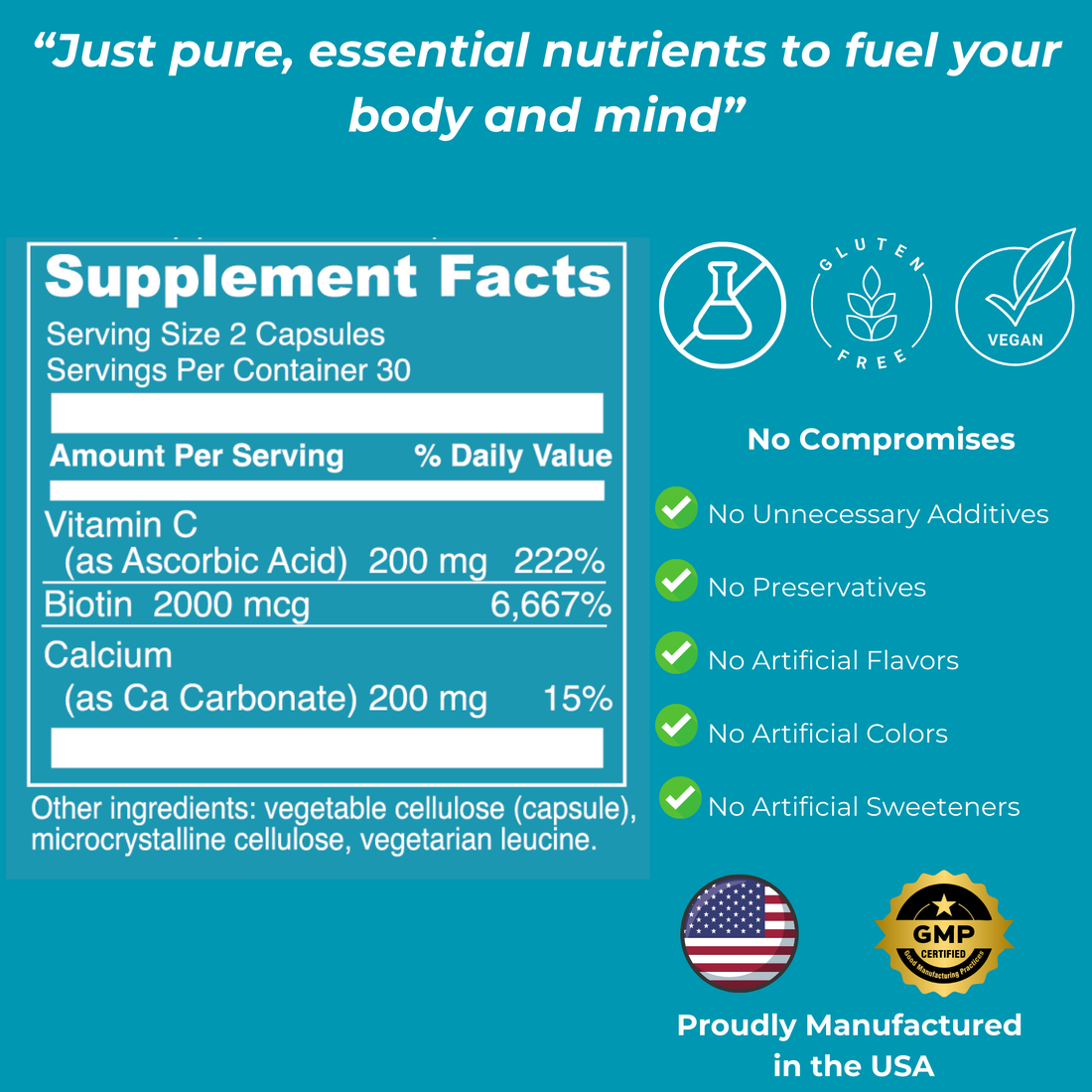 SAINPURE Biotin+ Biotin, Vitamin C & Calcium — For Energy, Recovery & Radiant Skin