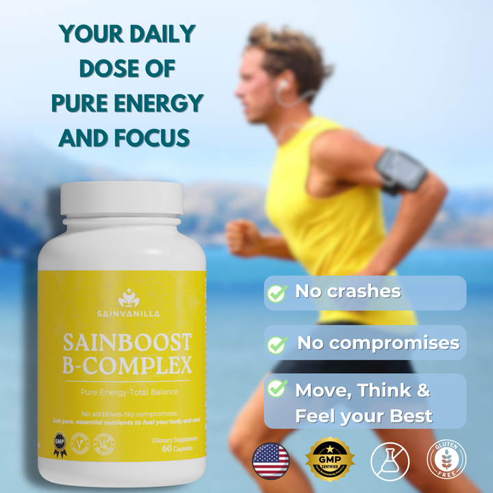 SAINBOOST B-COMPLEX – Complete B Vitamins for Energy, Focus & Metabolism – Clean, Additive-Free