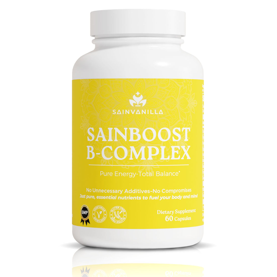 SAINBOOST B-COMPLEX Complete B Vitamin Formula for Energy, Focus & Metabolic Health – 60 Vegetarian Capsules