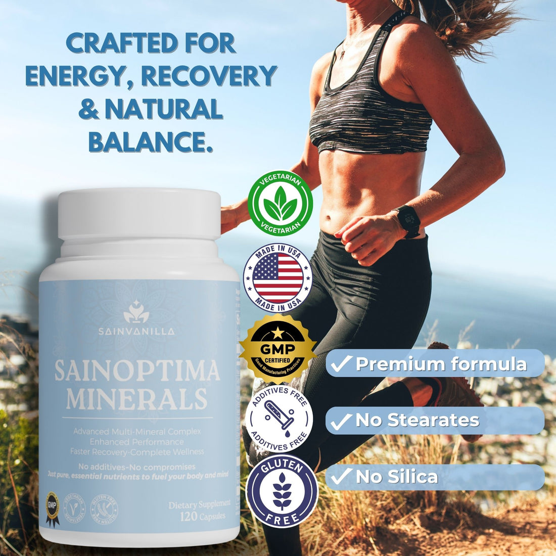 SAINOPTIMA Minerals Complete Multi-Mineral Complex + Vitamin D3 – 120 Vegetarian Capsules