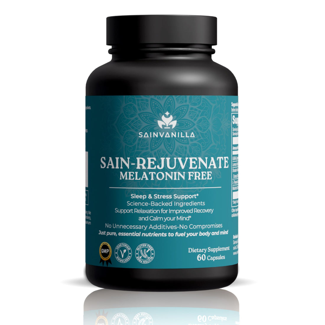SAIN-REJUVENATE Melatonin-Free Sleep & Stress Support – 60 Vegetarian Capsules